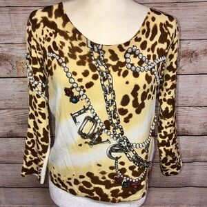 Beaded Leopard Print Top